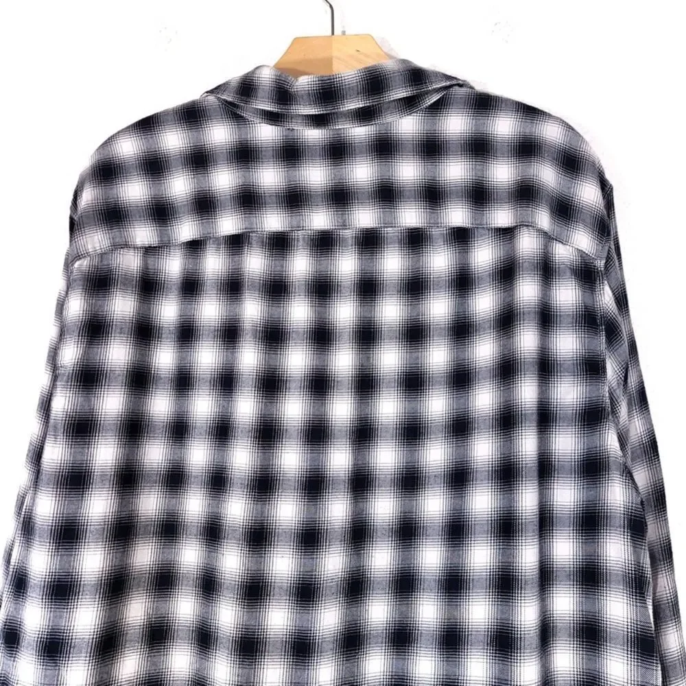 ABERCROMBIE & Fitch Boyfriend Fit Oversized Button Down Shirt in Black Plaid XL